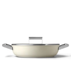 Smeg DPF2812CRM Schmorpfanne Ø 28 cm mit Glasdeckel in Creme