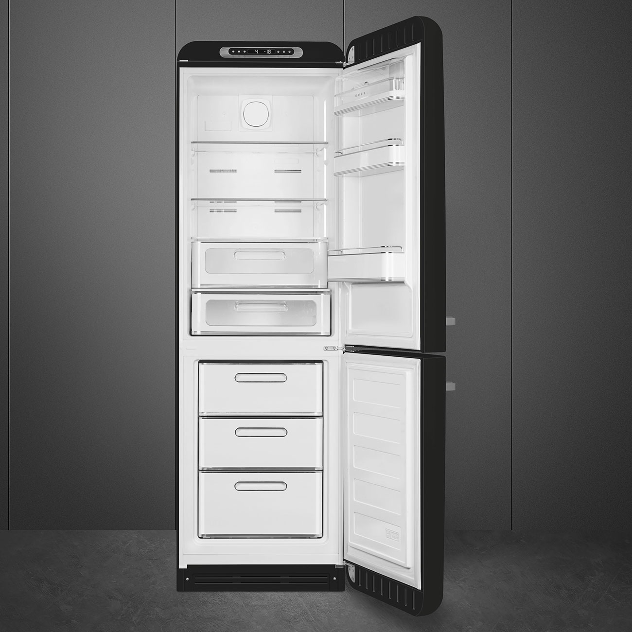 Smeg FAB32RBLM6 Retro-Kühl-/Gefrierkombination in Schwarz-Matt – Galerieansicht 2