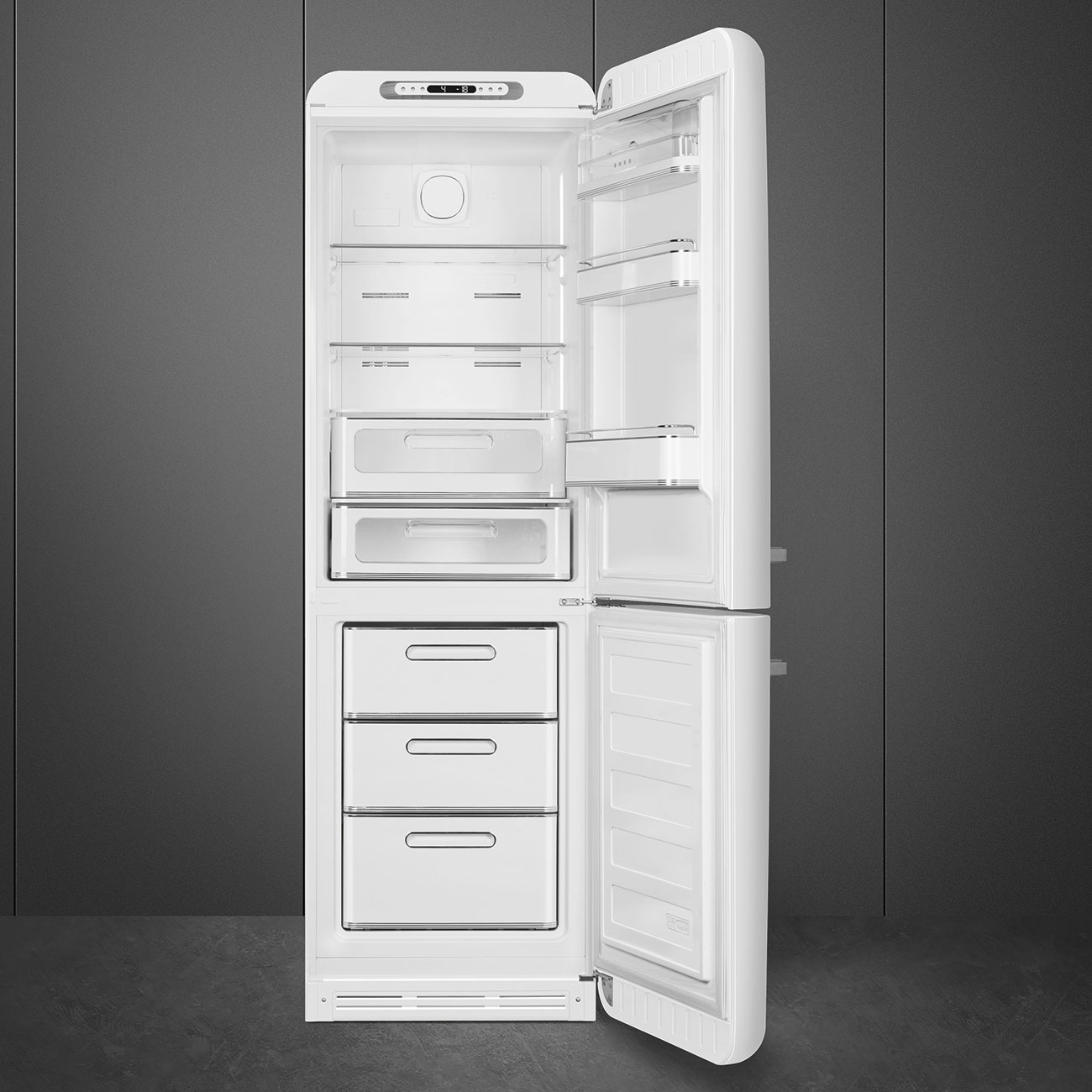 Smeg FAB32RWHM6 Retro-Kühl-/Gefrierkombination in Weiß-Matt – Galerieansicht 2