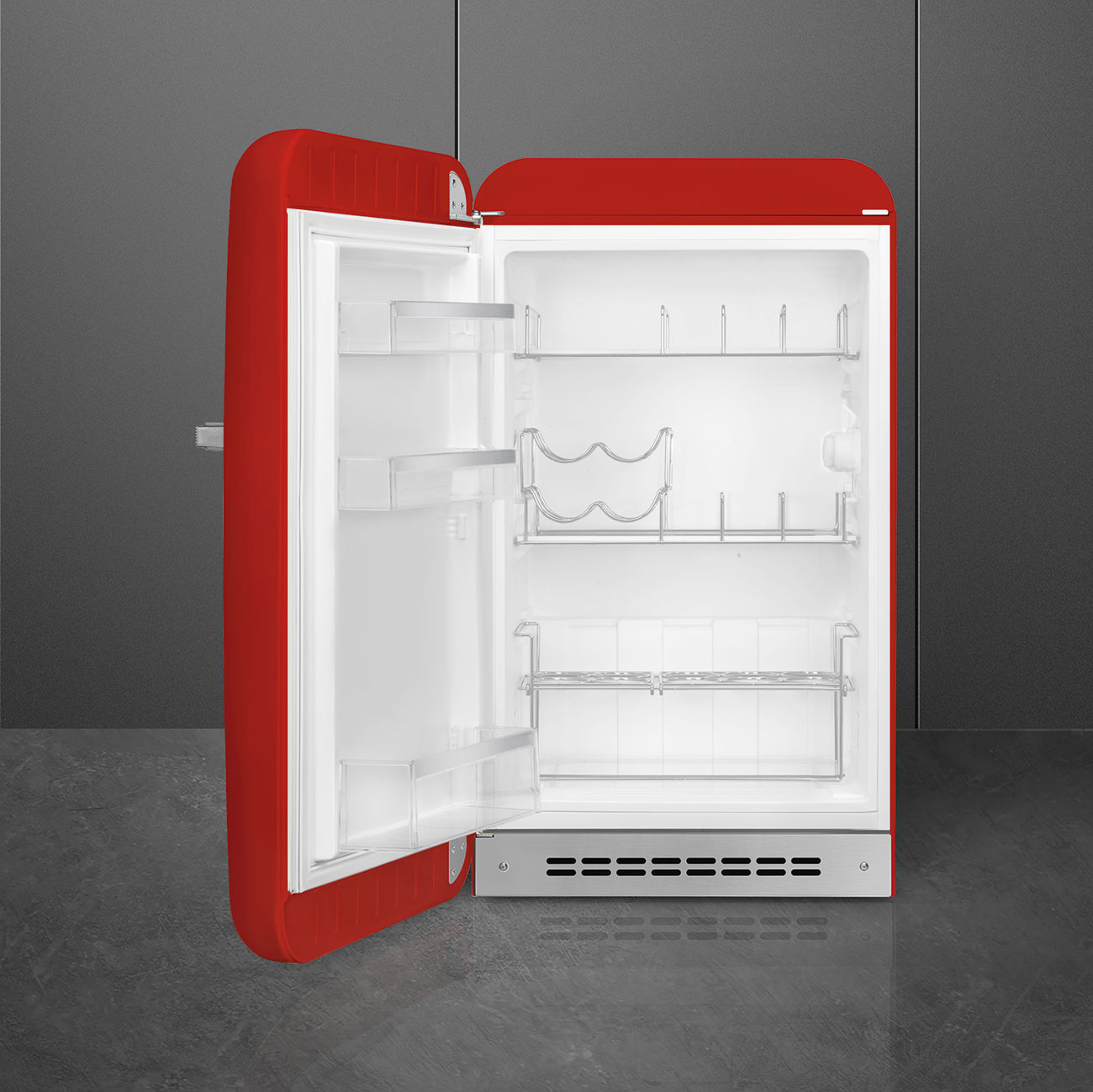 Smeg FAB10HLRD6 Minibar Getränkecenter Rot – Innenansicht