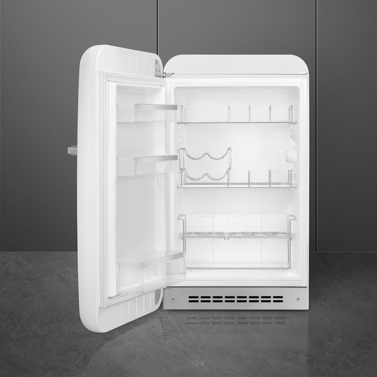 Smeg FAB10HLWH6 Minibar Getränkecenter Weiß – Innenansicht