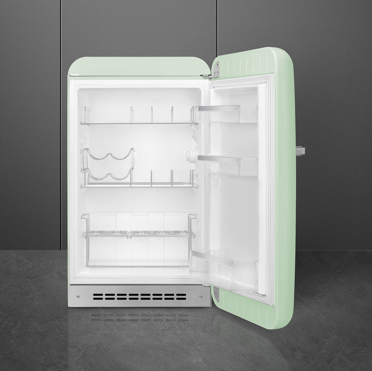 Smeg FAB10HRPG6 Minibar Getränkecenter Pastellgrün – Innenansicht