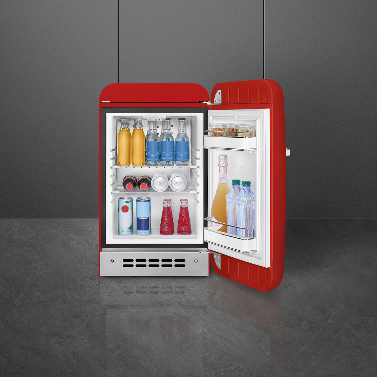 Smeg FAB5RRD6 Minibar Retrokühlschrank Rot – Detailansicht