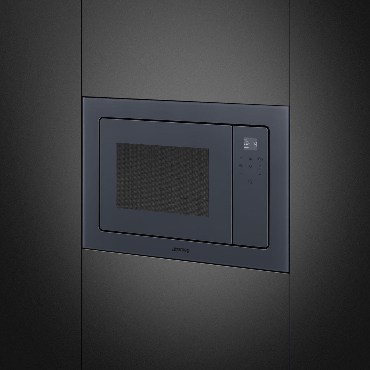 Smeg FMI120G Linea Einbau-Mikrowelle mit Grill in Neptune Grey – Ansicht 2