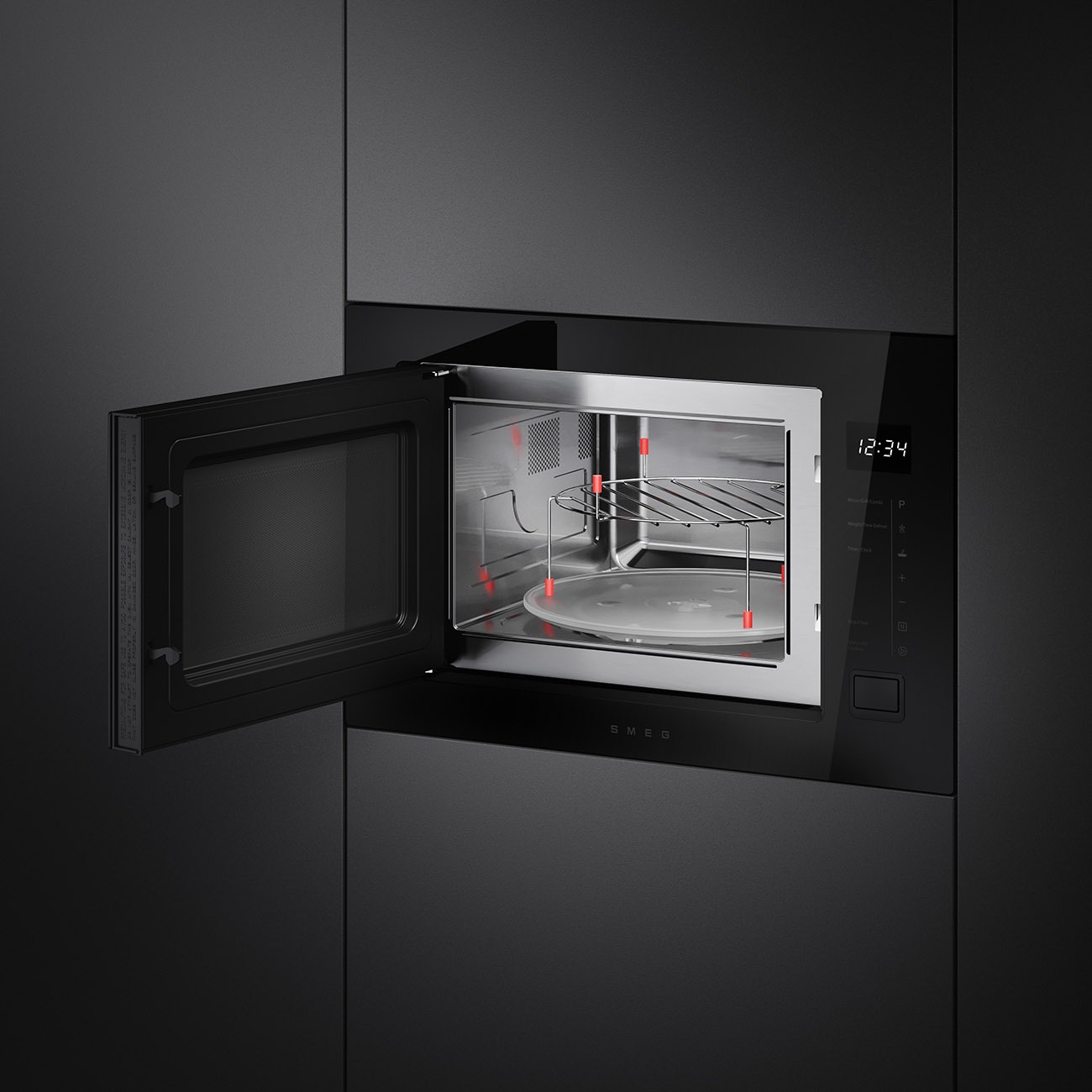Smeg FMI225BI Einbau-Mikrowelle mit Grill in Schwarz – Ansicht