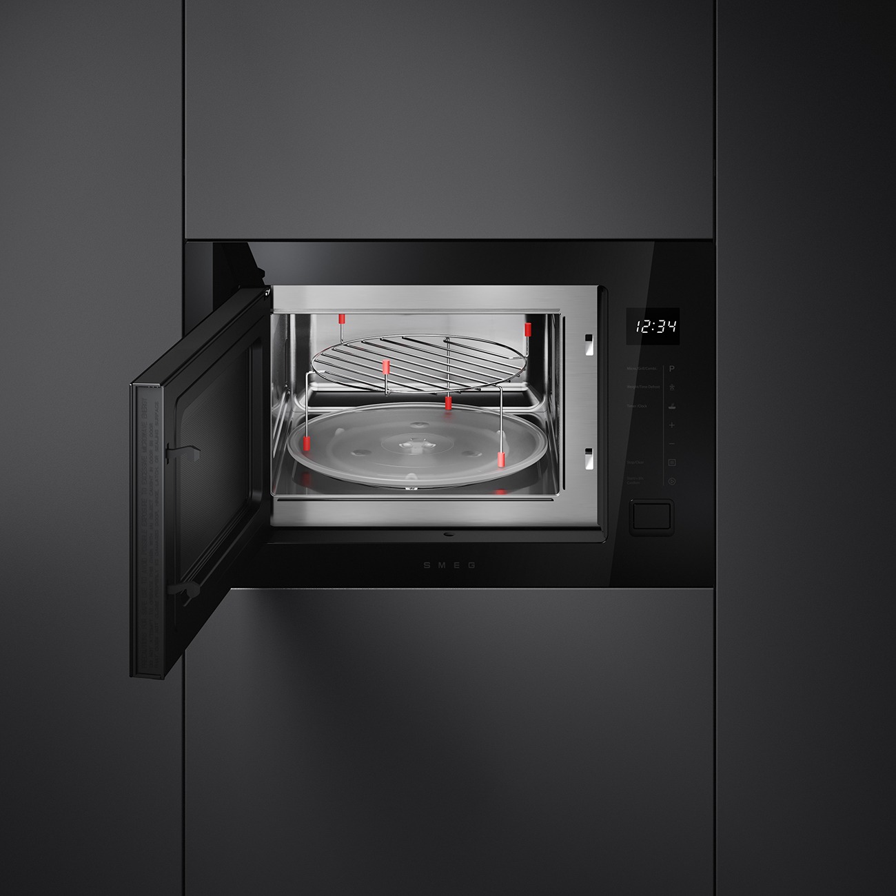 Smeg FMI225BI Einbau-Mikrowelle mit Grill in Schwarz – Ansicht