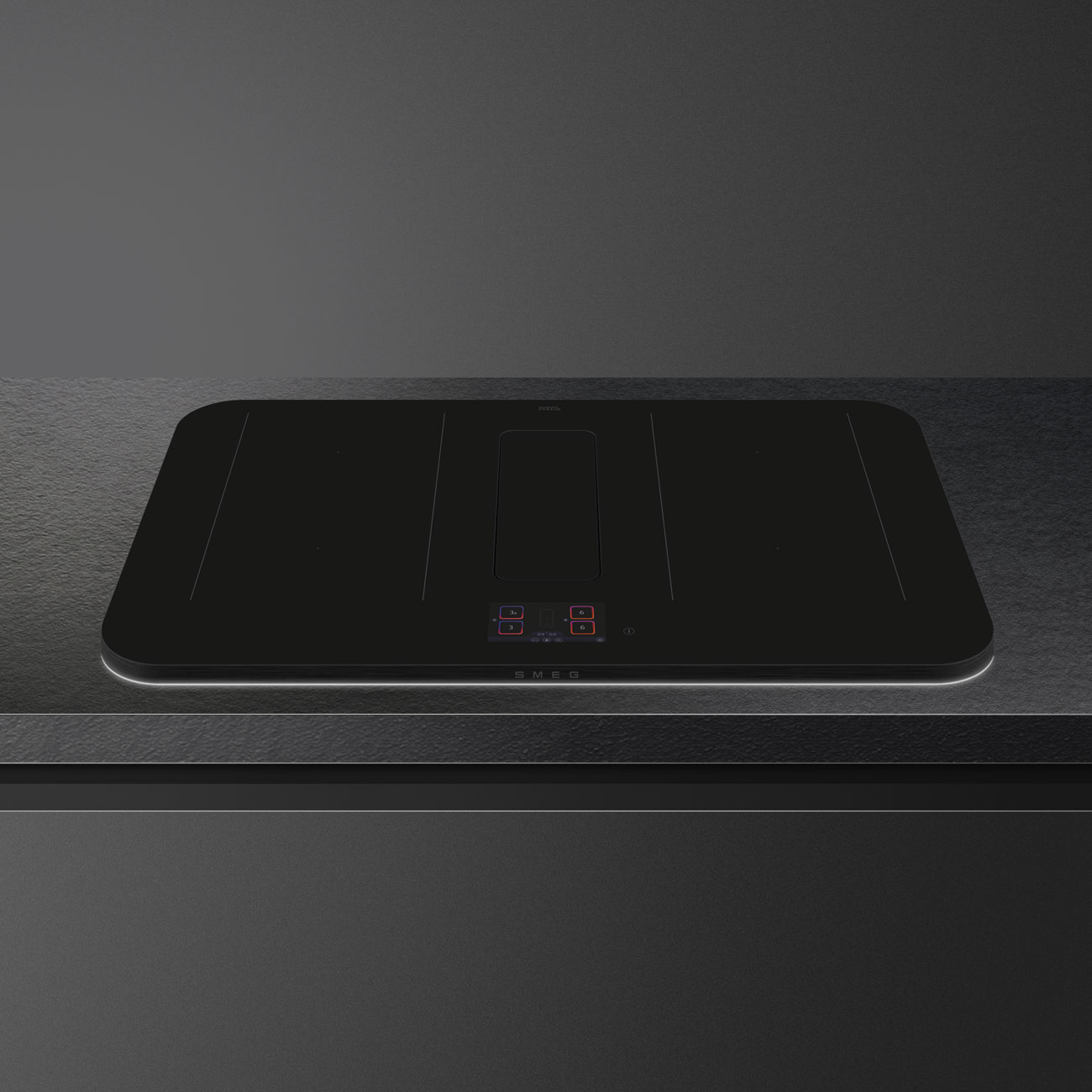 Smeg HHSL7845MB Induktionskochfeld mit integriertem Muldenlüfter – Ansicht
