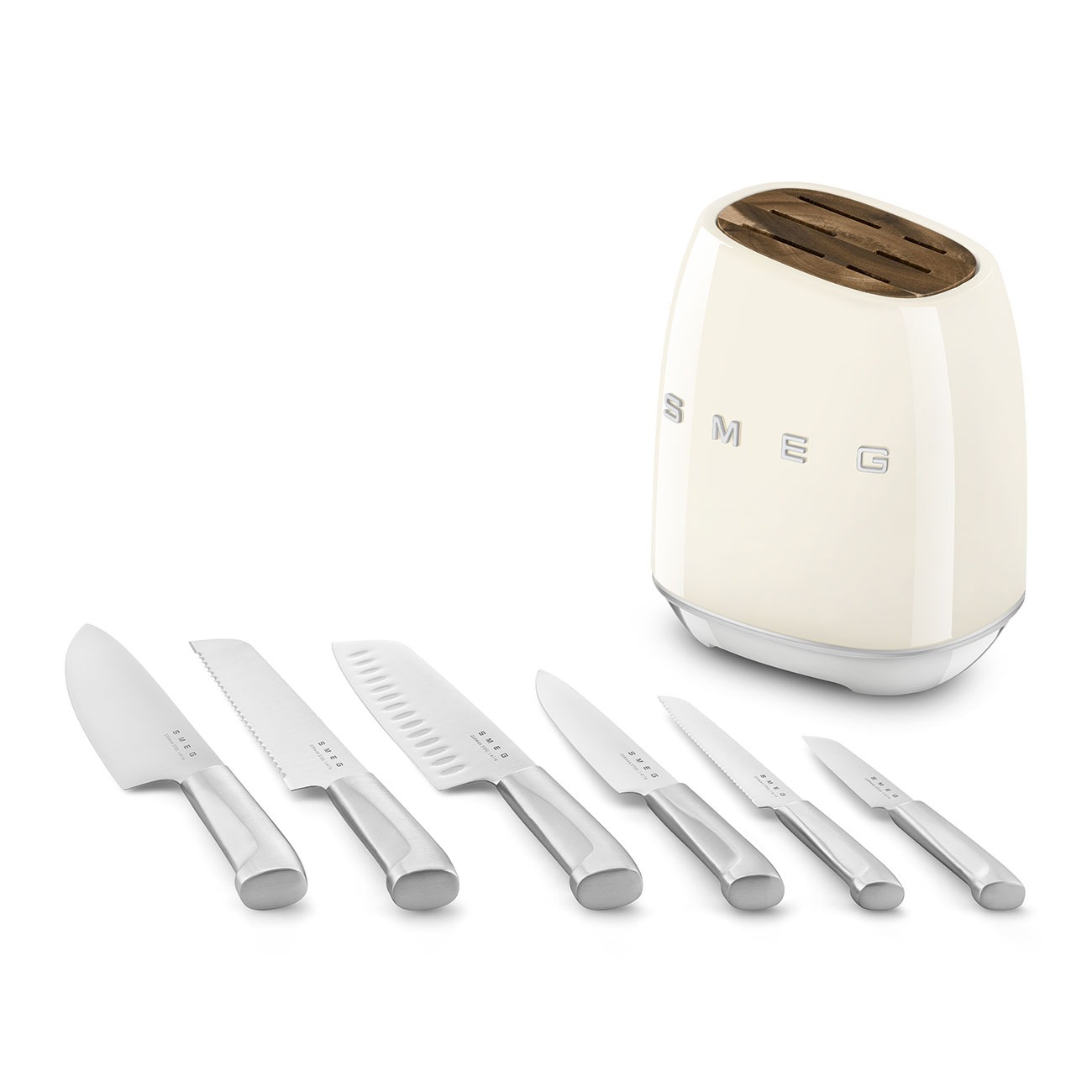 Smeg KBSF02CR Messerblock-Set in Creme mit 6 Messern