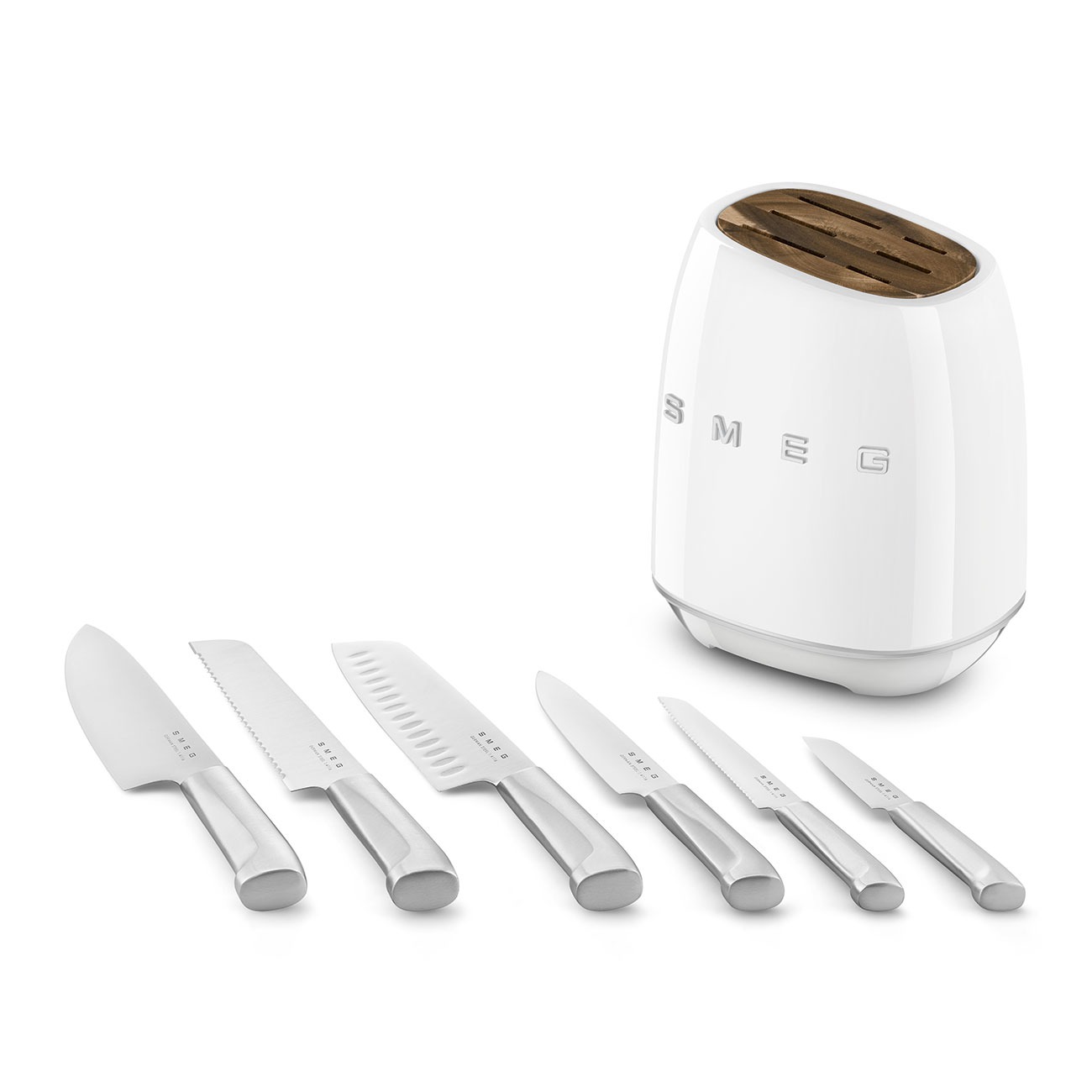 Smeg KBSF02WH Messerblock-Set in Weiß mit 6 Messern