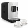SMEG BCC12 Black Friday Set Storm Blue-Matt mit zwei Cappuccinotassen CCSC01